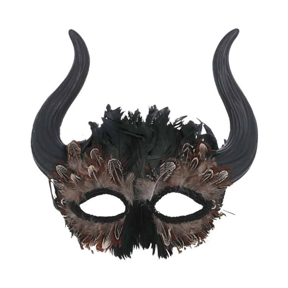 Smiffys Venetian Horned Eye Mask / Black/Brown
